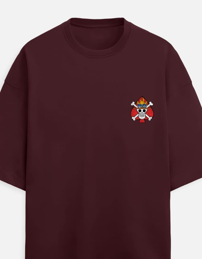 Portgas D. Ace Spade Pirates Oversized T-Shirt – One Piece image 1