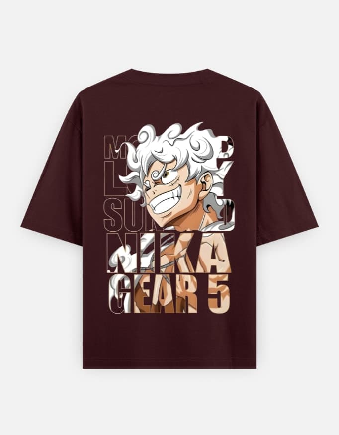  Luffy Gear 5 Sun God Nika Dual Print Oversized T-Shirt – One Piece